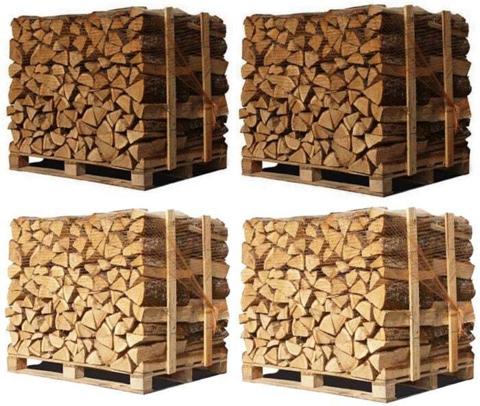 4 x Palettes (2 chêne blanc + 2 Hêtre/Charme) – Bûches de 40 cm